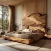 Log Simple Art Furniture Master Bedroom Full Solid Wood Bed Homestay Hotel Double Bed 1