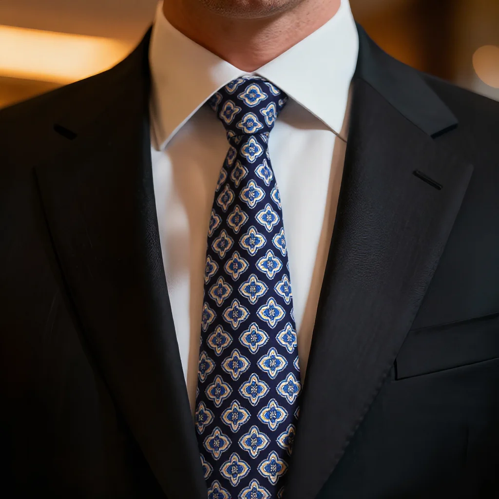 Klassische Krawatten aus 100 % Seide für Herren, 9 cm breit, handgefertigte geometrische Krawatte mit Tiermuster, Krawatte als Geschenk zum Vatertag, Geburtstagsgeschenk – Detail 6