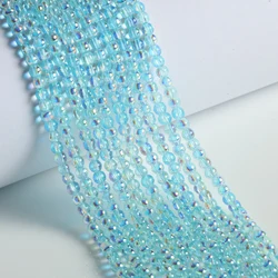 4mm Mini Light Purple Aurora Glass Beads with Transparent Bright Finish - 4mm 400pcs (Lake Blue)