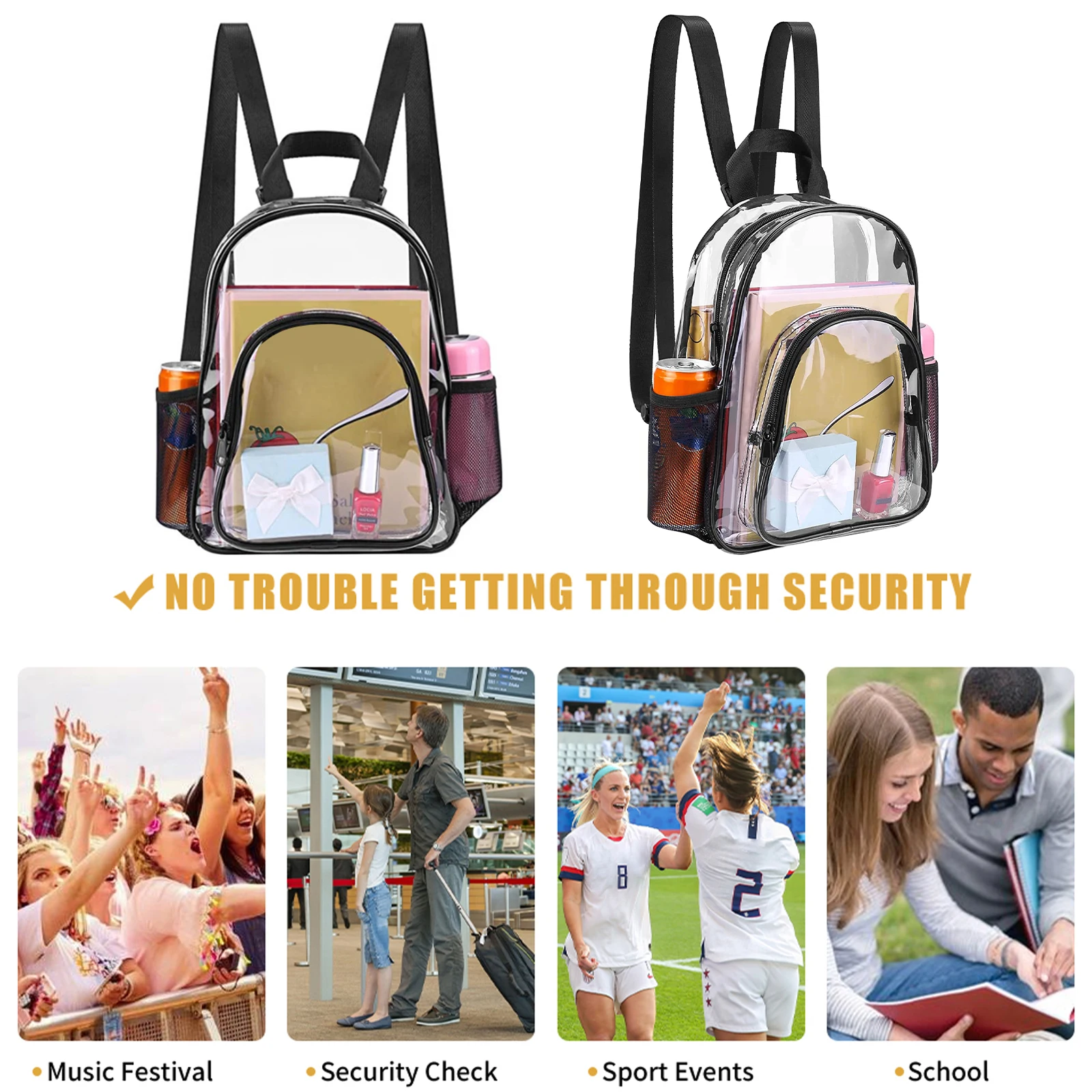 Transparent PVC Backpack for Outdoor Sports and Travel