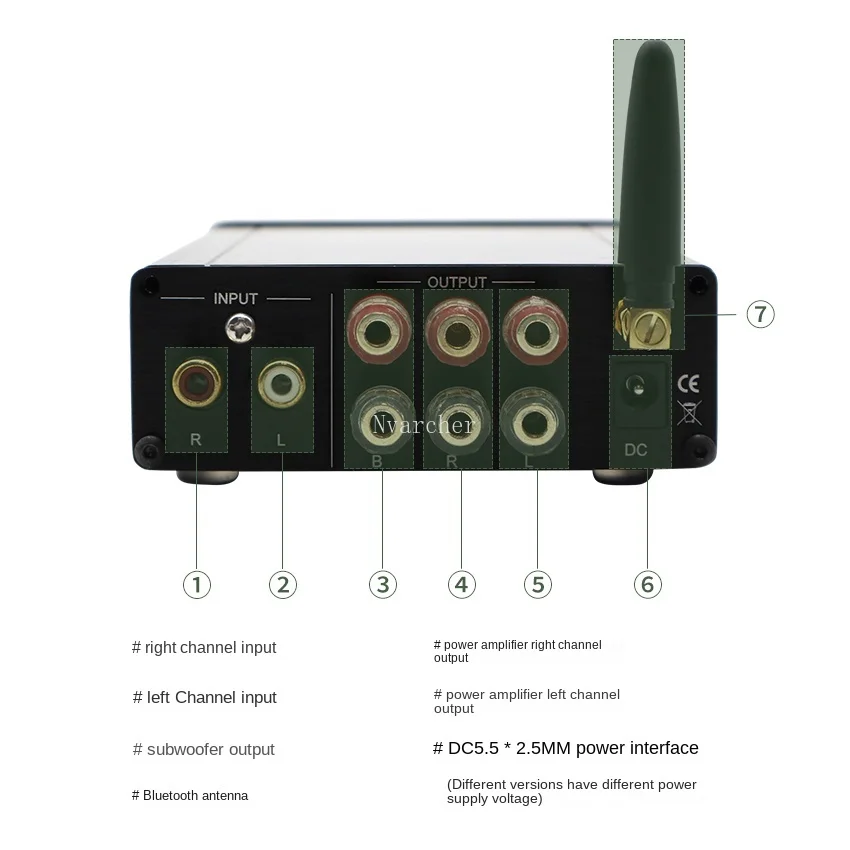 Фото Цифровой усилитель мощности Nvarcher TPA3250 2,1 Hi-Fi Bluetooth 5,1 QCC5125 70 Вт * 2 + 130 Вт PCM5102A DAC №4