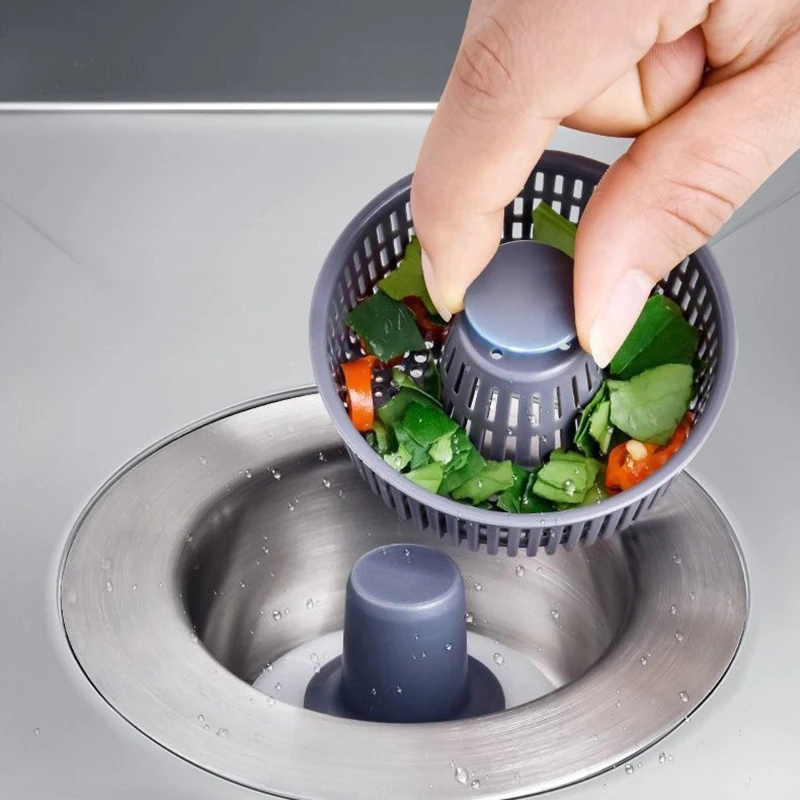 Houseeker 3 in 1 Pop Up Sink Filter ABS Kitchen Sink Strainer Drain Basket Stopping Blockage Bouncing Core Leak-proof Plug Cover 3