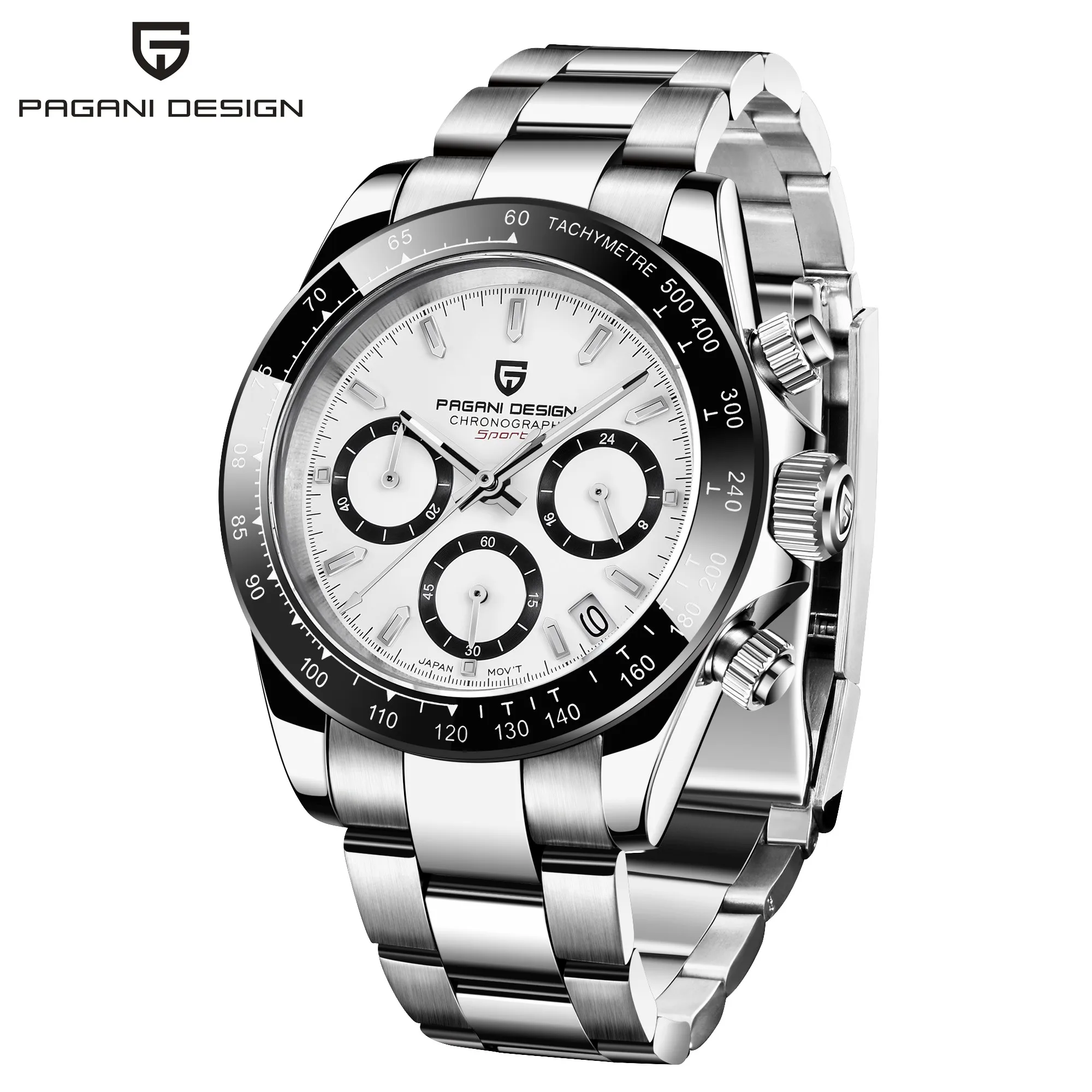 Reloj de Pulsera Deportivo PAGANI DESIGN PD1644 para Hombre, Cronógrafo de Cuarzo VK63, Cristal de Zafiro, Acero Inoxidable, Resistente al Agua 100M