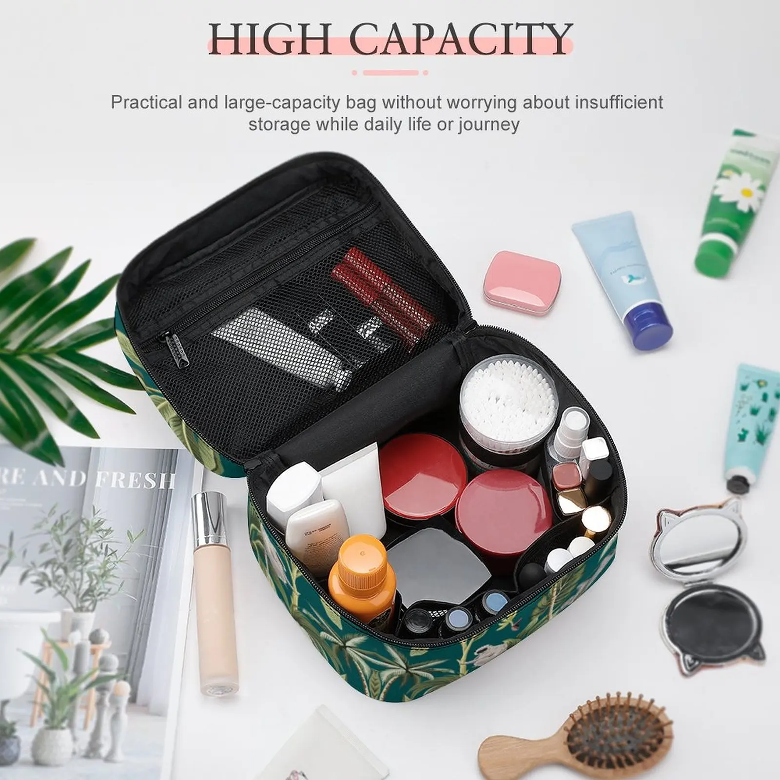 Customized Pattern Makeup Bag Outdoor Travel Makeup Bag Women Multifunction Cosmetic Bag Large-Capacity Travel Cosmetic Bag
