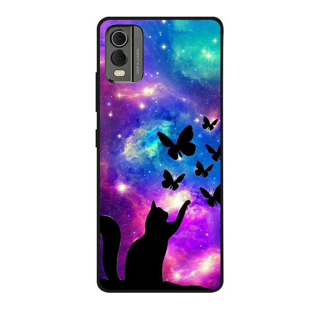 Coque Nokia C32 En Silicone Effet Fibre De Carbone - Noire, Antichoc, Magnétique - Neuf