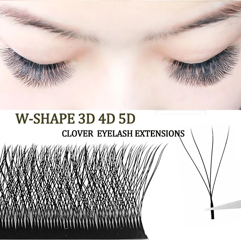 

3D 4D W Shape Eyelash Extensions Natural Soft Clover Bloom Premade Russian Volume Fans Easy Fans Individual Mink Lashes Cluster