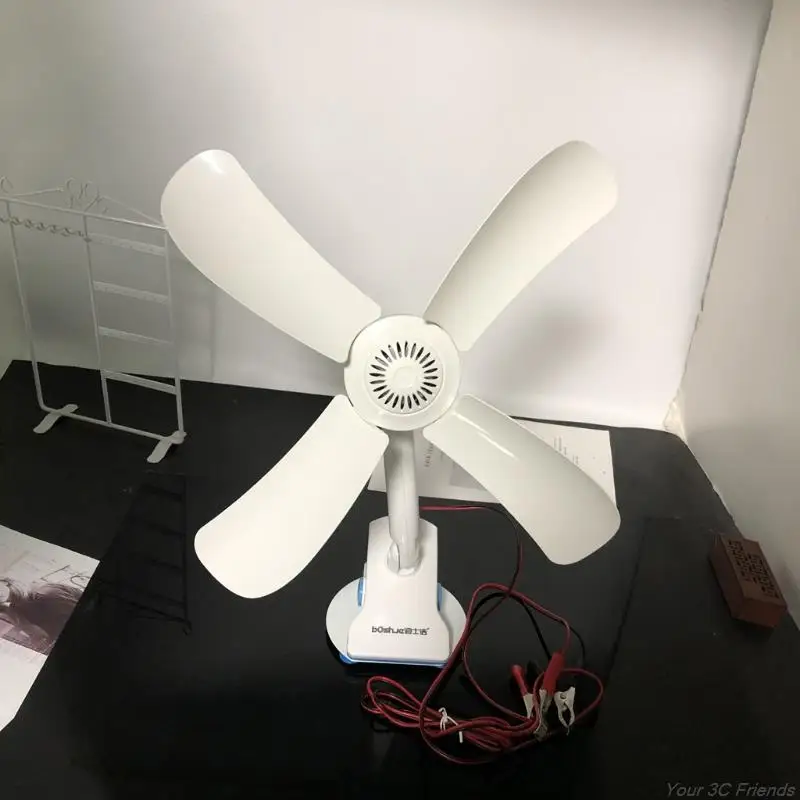 Universal 12V 10" 16.5&rdquo; Ceiling Fan Hanging Fan Camping Desk Clip On for Outdoor Home Office BBQ JA05 21