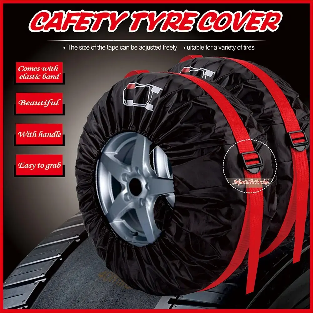 Universal 4Pcs Spare Tire Cover Case Polyester Car Tyre Storage Bags Automobile Tyre Accessories Auto Vehicle Wheel Protector