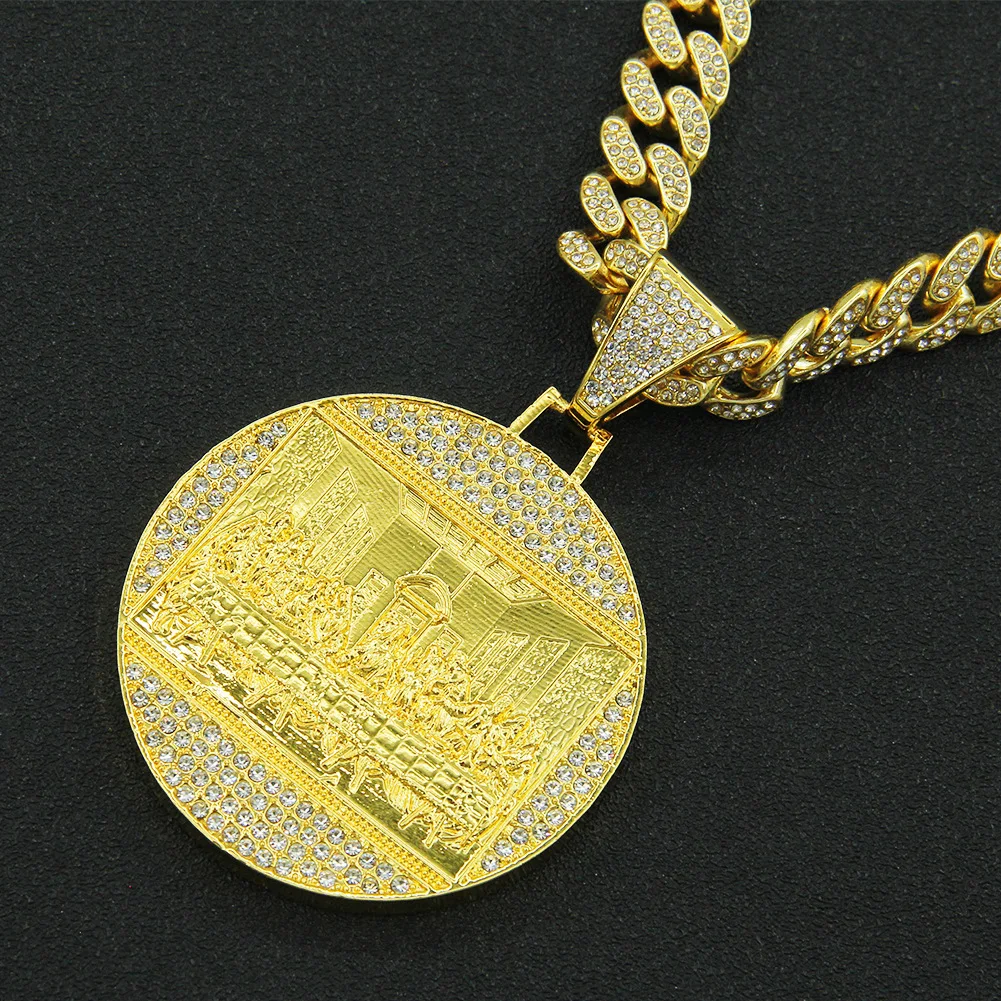 

Hip Hop Iced Out Cuban Chains Bling CZ Diamond Rhinestone Pendants Mens Necklaces Gold Charm Jewelry for Male Women Choker Boys