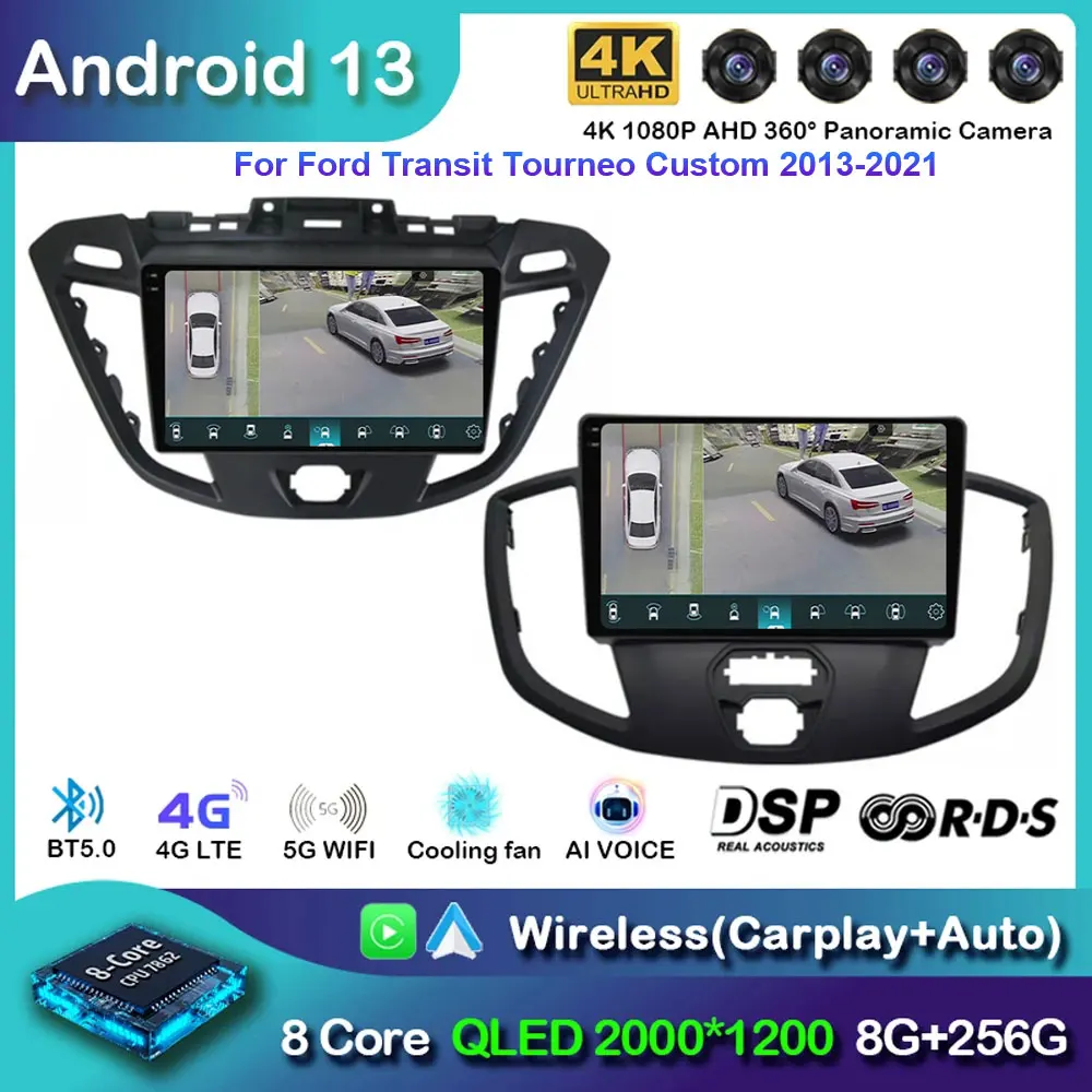 Carplay Stereo Per Ford Transit Tourneo Custom 2013-2021 Autoradio 2 Din Android Multimedia Player Screen Head Unit Navigation