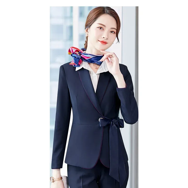 

Spring and Autumn New Flight Attendant Women Aviation Stewardess Uniform Professional Suit Long Sleeve Suit Women Work Clothes