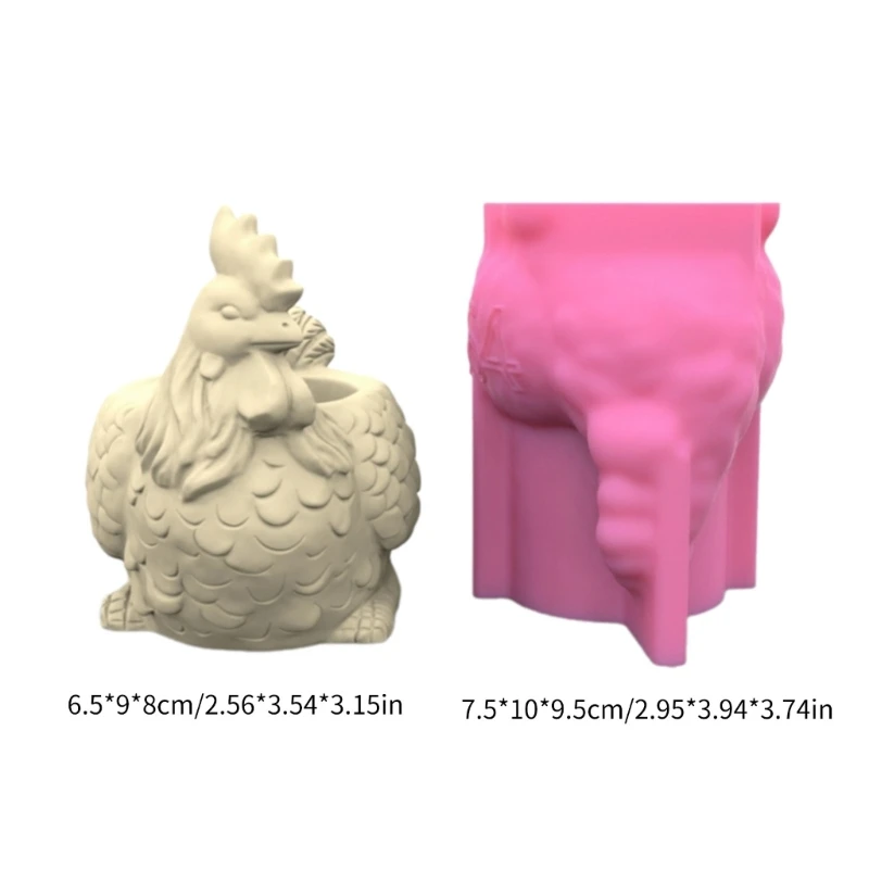 MXME Epoxy Molds Flowerpot Mold Silicone Concrete Mold Rooster Shaped Silicone Vase Molds Perfect Gift for Art Enthusiasts