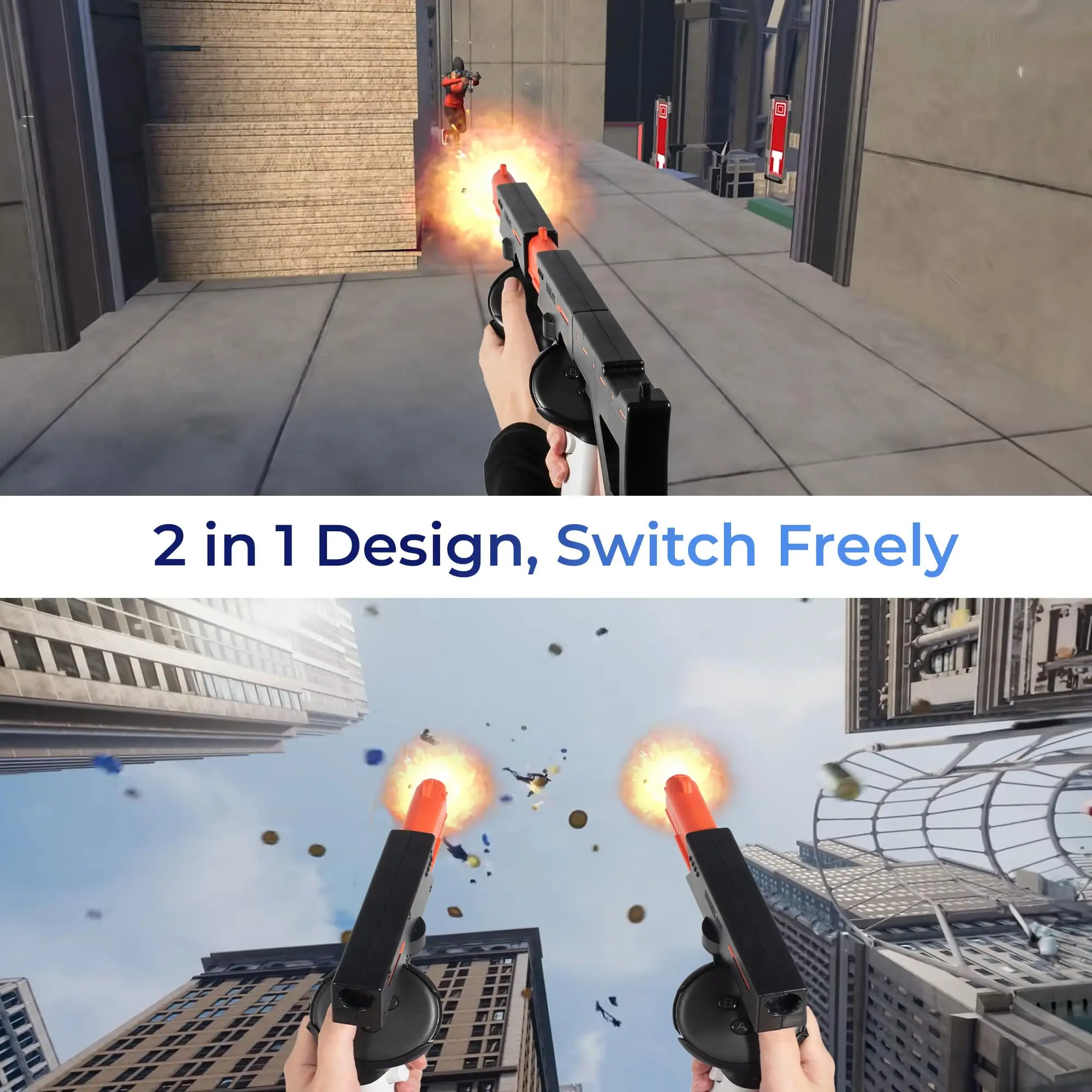 Supporto per Pistola VR per Meta Quest 3S/Quest 3, Accessori VR Magnetici per Oculus Quest 3, Impugnature per Controller con Cinghie da Spalla - immagine 5