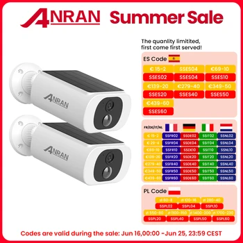 ANRAN 2/3/4 PCS Outdoor Wireless WIFI Camera 2.4G 3MP Battery Solar Security Camera Floodlight Color Night Vision Local Alarm 1