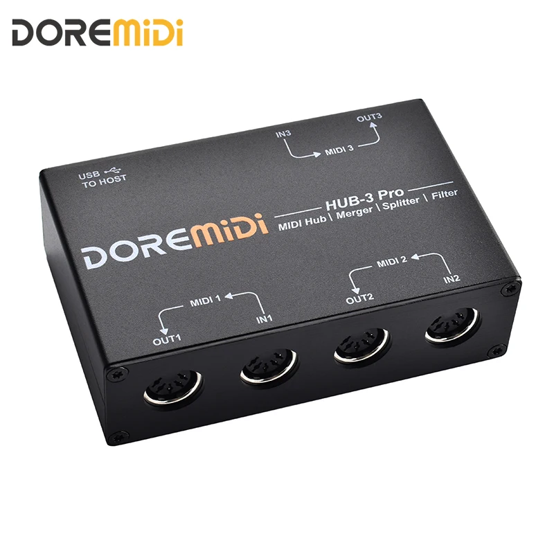 DOREMiDi MIDI HUB-3 Pro Supports Connecting MIDI DIN Devices To Computers Port Routing and Message Filtering For audio interface