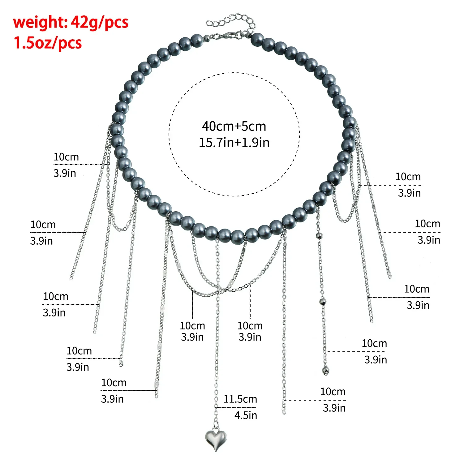 Y2k Choker Fashion Vintage Heart-Shaped Tassel Pendant Necklace for Women Collarbone Beaded Chain Wedding Party Jewelry Gift