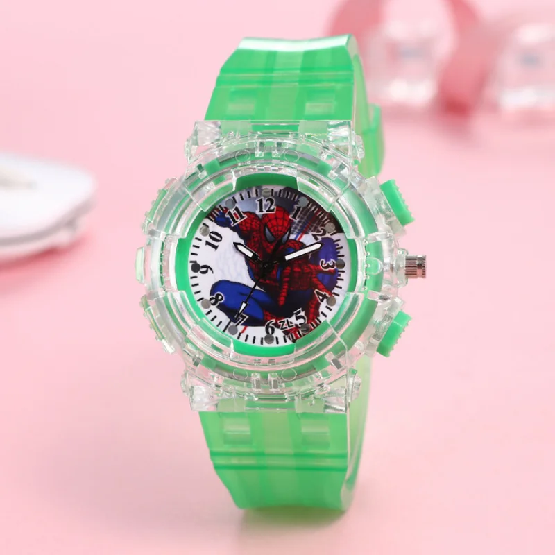 New Disney Spiderman Cartoon Children Watches Toy Flash Waterproof Sports Watch for Kids Girls Boy Quartz Wristwatch Child Clock 5
