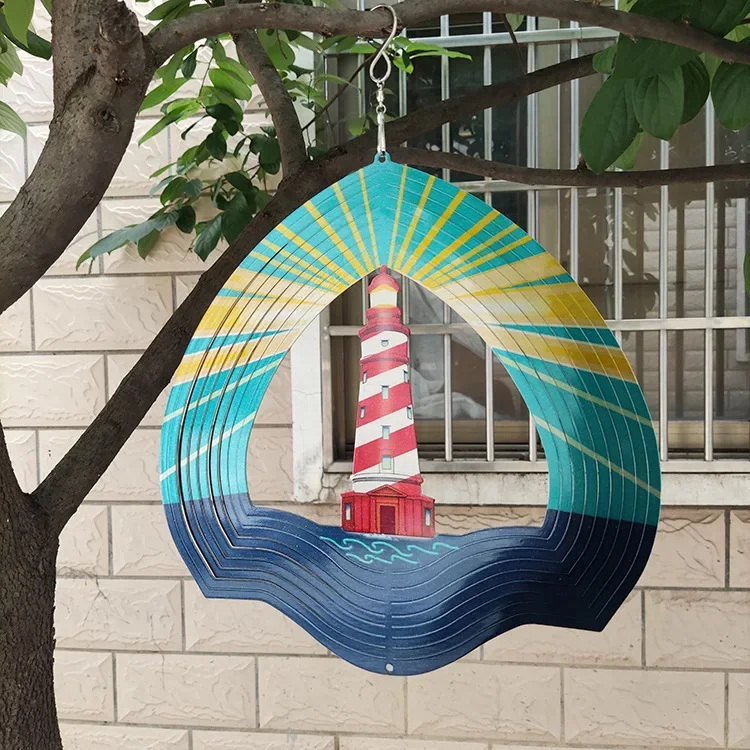 洋書 Shirokuma spin art   Hand Spun Whirligig Kinetic Wind Spinner Hanging 3D Hummingbird