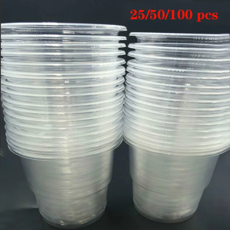 일회용 투명 플라스틱 컵, 야외 피크닉, 생일, 주방 파티 식기, 시음 200ml, 25 개, 50/100 개, 신제품