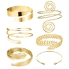 FTCY 6 Pieces Upper Arm Bracelet for Women Silver Gold Color Bracelet Bangle Set Adjustable Armband 1