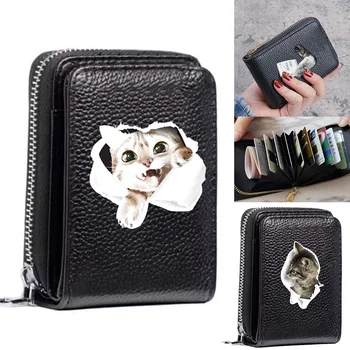 Portafoglio Nuovo 2026 per Uomo, Porta Carte di Credito e Documenti, Portafoglio da Donna alla Moda in Pelle PU con Tasca per Monete, Motivo Gatto, Design di Lusso