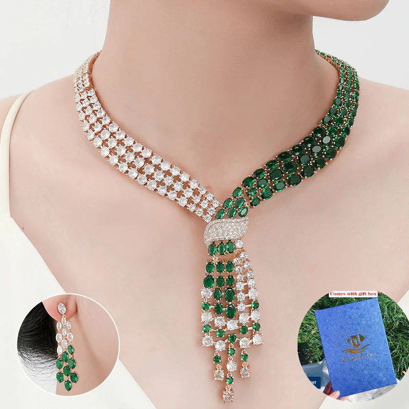 

Luxury Woman Necklace Zirconia Jewelry Set High Quality Crystal Necklace Sets for Wedding Accessories Party Gift