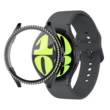 جراب لامع لساعة سامسونج جالاكسي 6 ، غطاء واقي ، مصد حجر الراين الماسي ، غشاء شاشة من الزجاج المقسى ، 40 ، 44 5