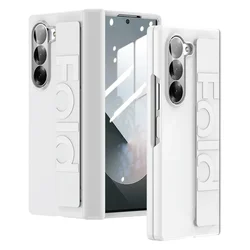 Ultrathin Matte Silicone Wristband Shockproof Folding Hard PC Cover - Samsung Galaxy Z Fold6 (WHITE)