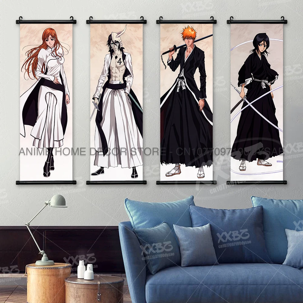 Bleach Anime Art Scroll: Ichigo & Orihime Decorative Wall Hanging