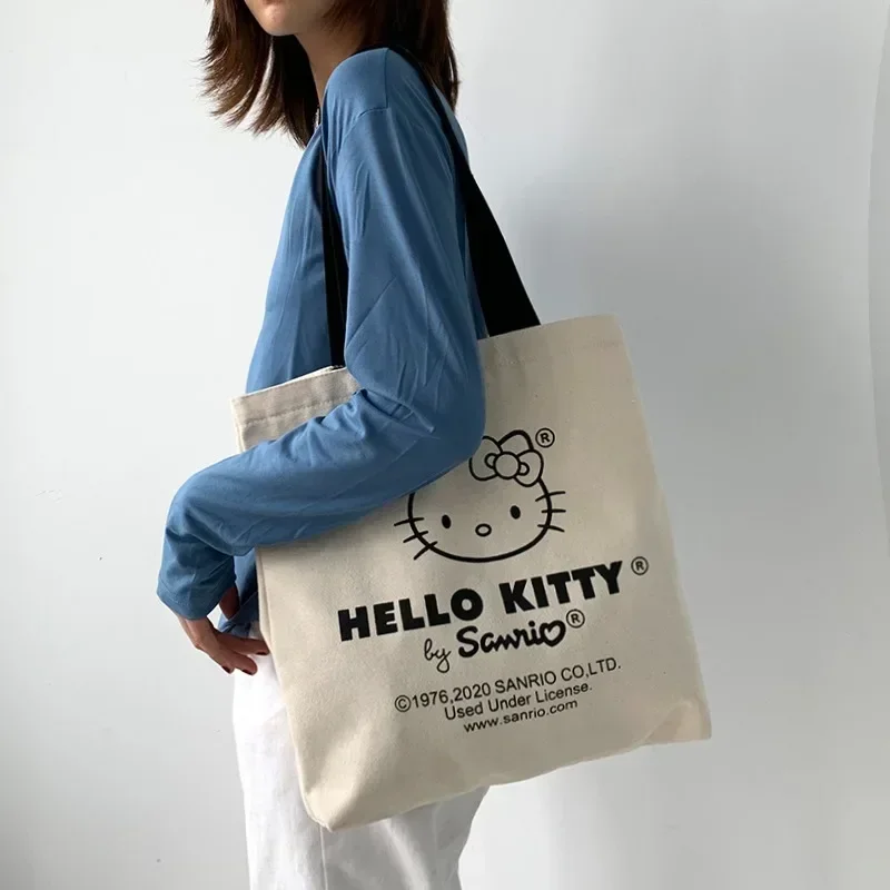 Shoulder Bag Ladies Handbag Canvas Bag Travel Bag Disney Women Cute Hello Kitty Canvas Tote Bag Femme Shopping Shoulder Bags Travel Tote Luxury Designer Handbags Handiness