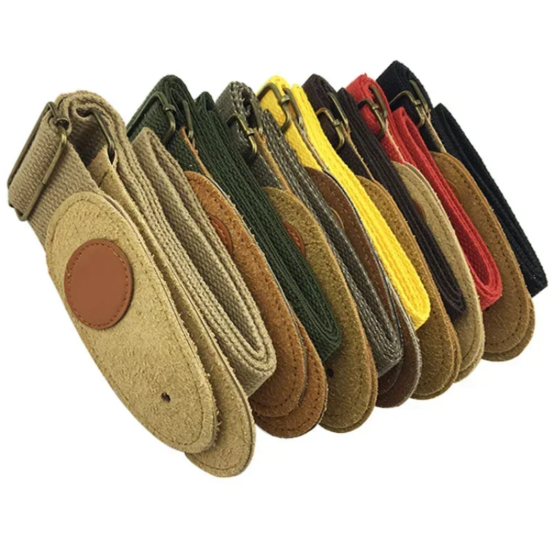 

Adjustable Canvas Faux Leather Ends Electric Folk Guitar Bass Ukulele Strap Genuine Leather Guitar Strap Distortion Guitar