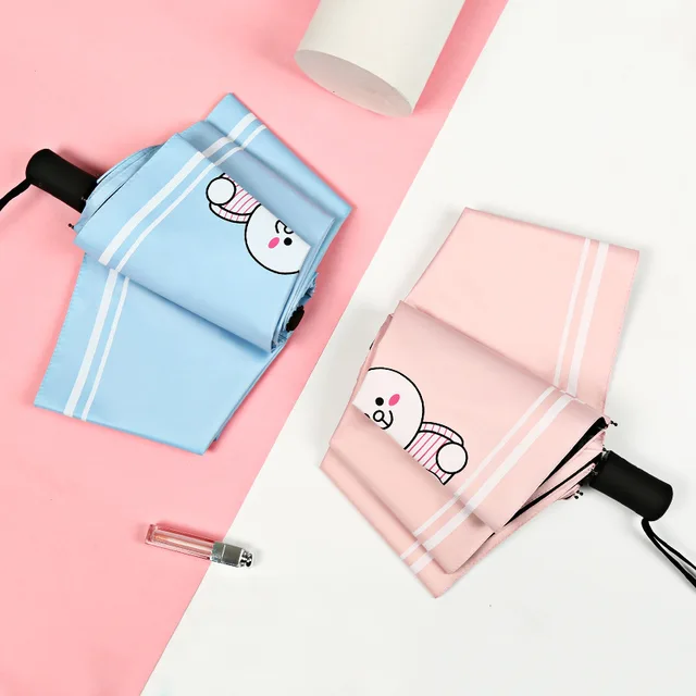 Aranyos Esernyő Gyerekeknek Megvastagodott Fekete Ragasztó Teljesen Automatikus Cica Napsütés Lány Gyermeknek Sombrilla Paraguas Mujer - Image 2