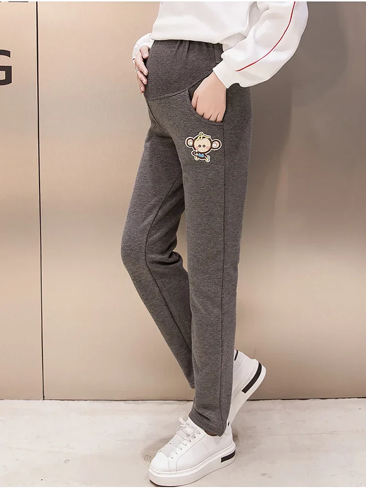 Autumn and Winter Women Clothing Maternity Clothes  Leggings Thickened with Velvet Pregnant  Trousers Warm Pants 5
