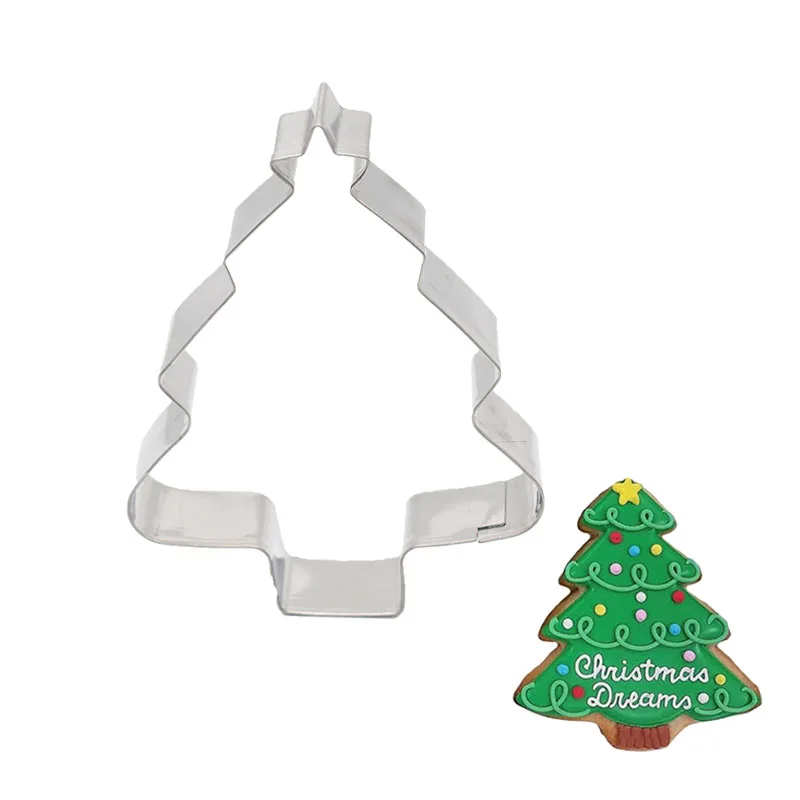 5Pcs Christmas Cookie Cutter Set Gingerbread Man Xmas Tree Biscuit Mold Stamp 2024 Christmas Party New Year Baking Accessories