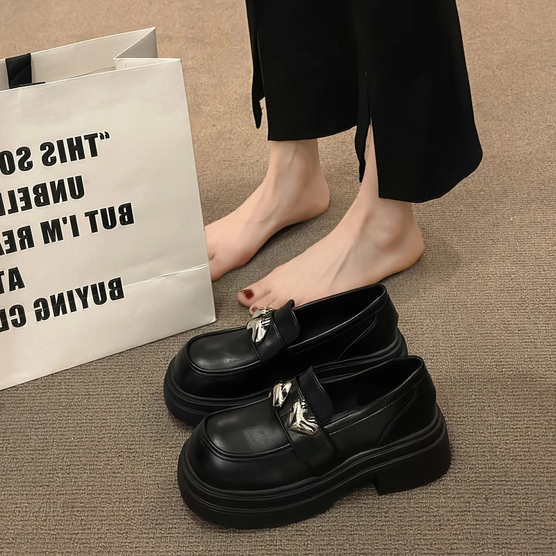 

Женские туфли в стиле ретро, оксфорды без шнуровки в британском стиле, Осенняя обувь на платформе, женские туфли в стиле преппи, новинка, Кожаные криперы для осени, D