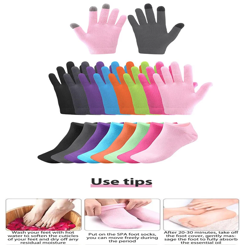 1Pair Reusable  Hand And Foot SPA Gel Socks Gloves Touch Screen Gloves Moisturizing Exfoliating Hand And Foot Care Gel Lining