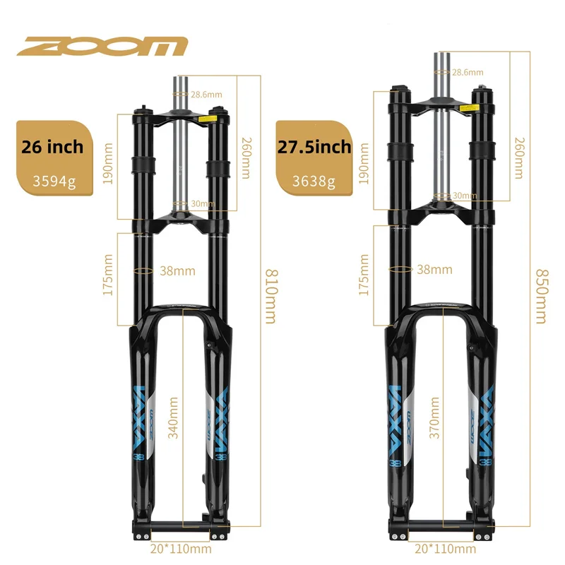 DH/AM Mountain Bikes Air Forks Thru Axle 20*110mm