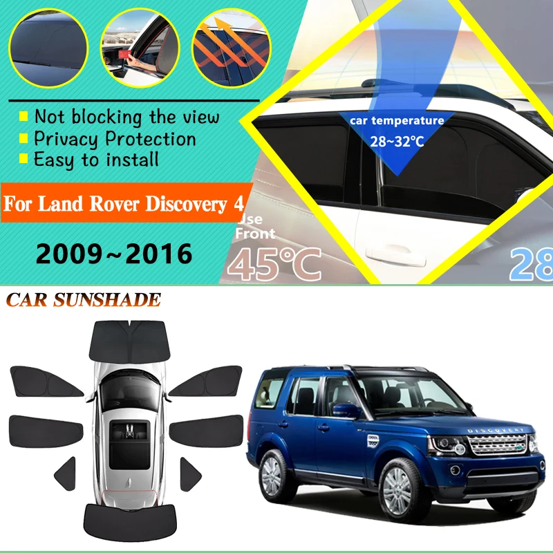 

Car Full Coverages Black Sunshades For Land Rover Discovery 4 LR4 L319 2009~2016 Anti-UV Sunscreen Window Cover Auto Accessories
