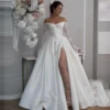 Luxury Glitter Wedding Dresses A Line Woman's Sexy Sequined Off Shoulder Bride Gowns Long Sleeve Split Vestidos Noche Customized 1