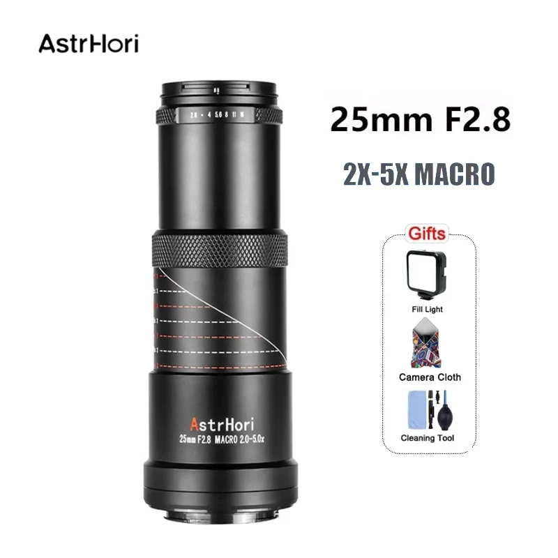 Astrhori 25Mm F2.8 2-5X Ultra Macro Lens Full Frame Obiettivo Di Messa A Fuoco Manuale Per Fotocamere Nikon Z Canon Rf Sony E Fuji Xf L Mount