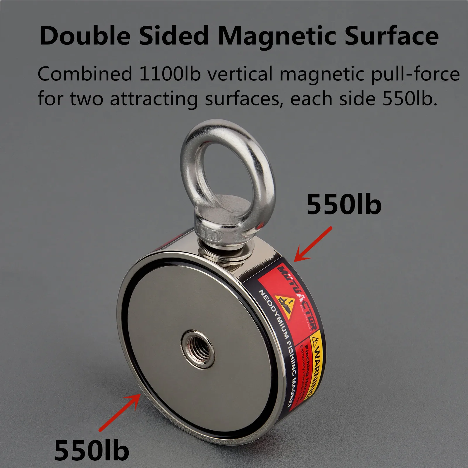 MUTUACTOR Fishing Magnets 400lbs Pull Force,Strong Retrieval Magnet N52  Neodymium Magnets with 20m(66 Feet) Durability Rope,Powerful Magnets for