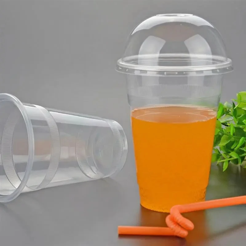 40/50pcs 400/500ml Disposable Transparent Plastic Cups Milk Tea Juice Cold Drink Smoothie Beverage Cups With Lids For Takeaway
