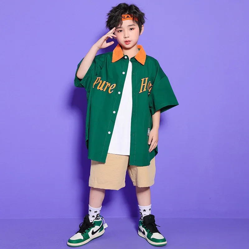 

Boys Summer Clothing Kids Letter Print Shirt Top Shorts Teen Streetwear Children Dance Costume Hip Hop Clothes 6 8 10 12 14 16 Y