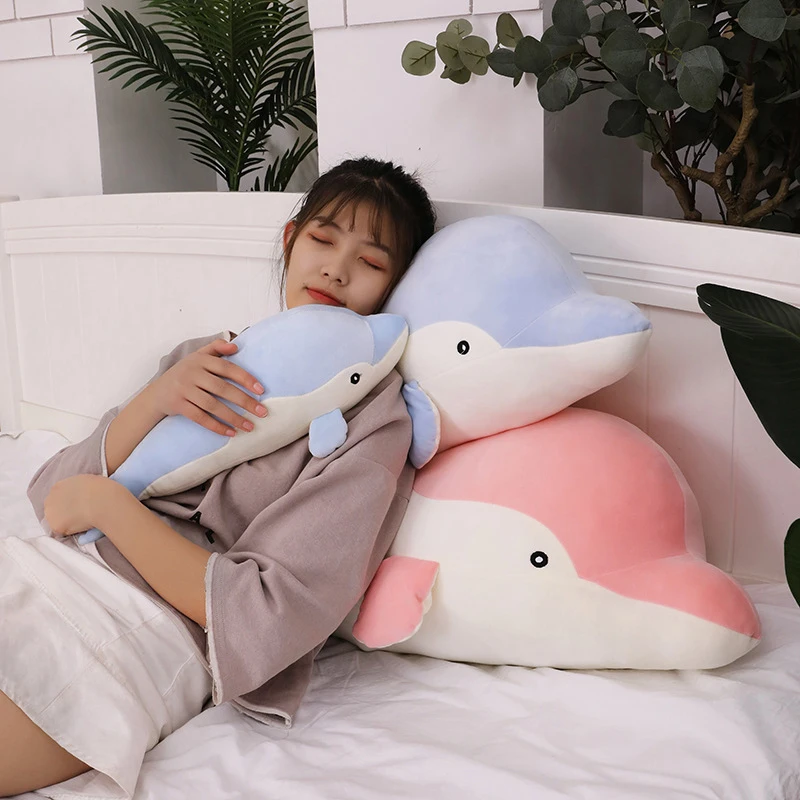 

Dolphin Plush Toys Lovely Stuffed Soft Animal Pillow Dolls for Children Girls Sofa Sleeping Pillow Cushion Gift 3 Sizes