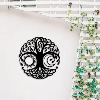 Stunning Metal Tree of Life Wall Decoration - Round Iron Art Home Wall Hanging, Perfect Sculpture Gift for Room and Home Decor 3