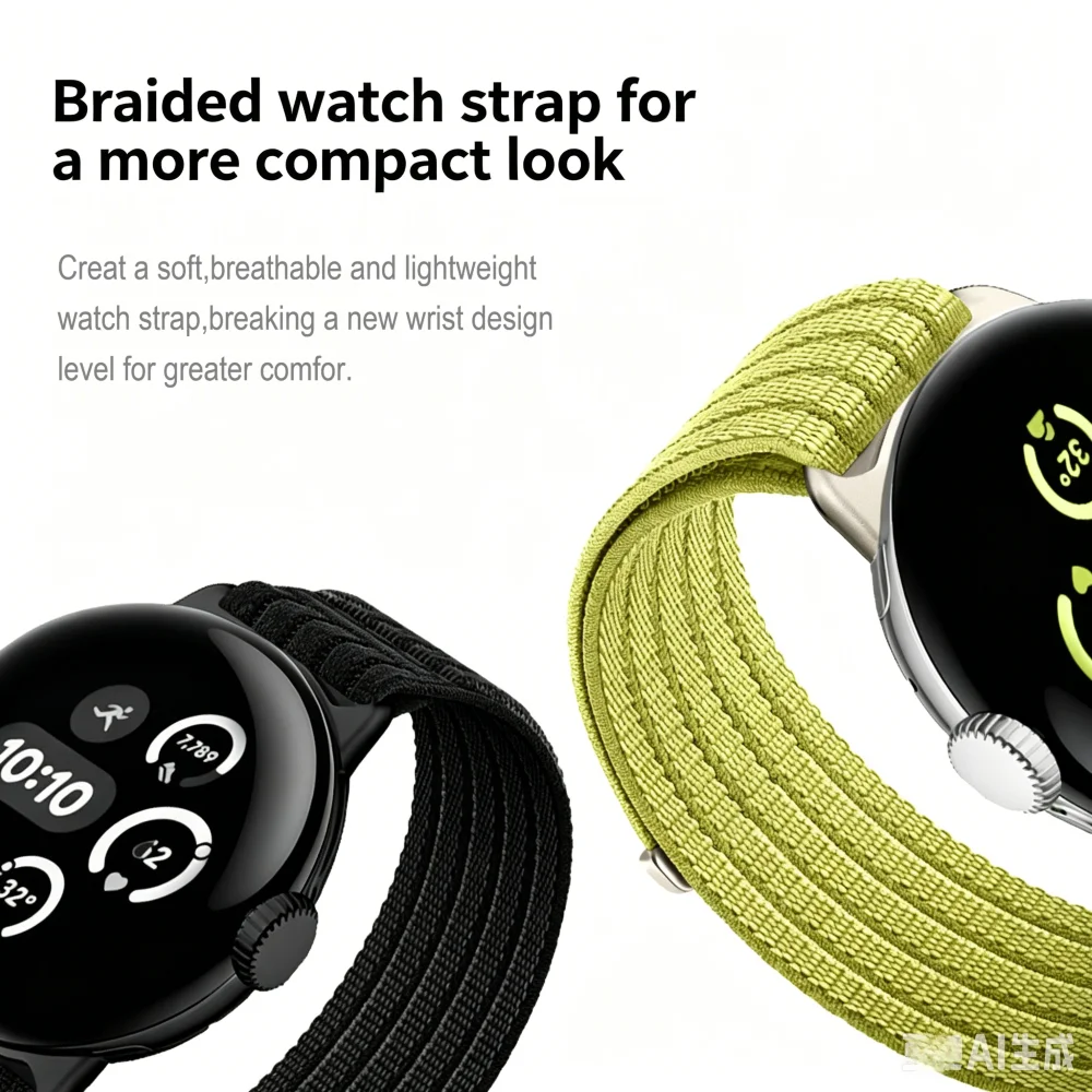 Breathable Nylon Braided Watch Band - Sport Wristband Strap, 41mm/45mm Bracelet