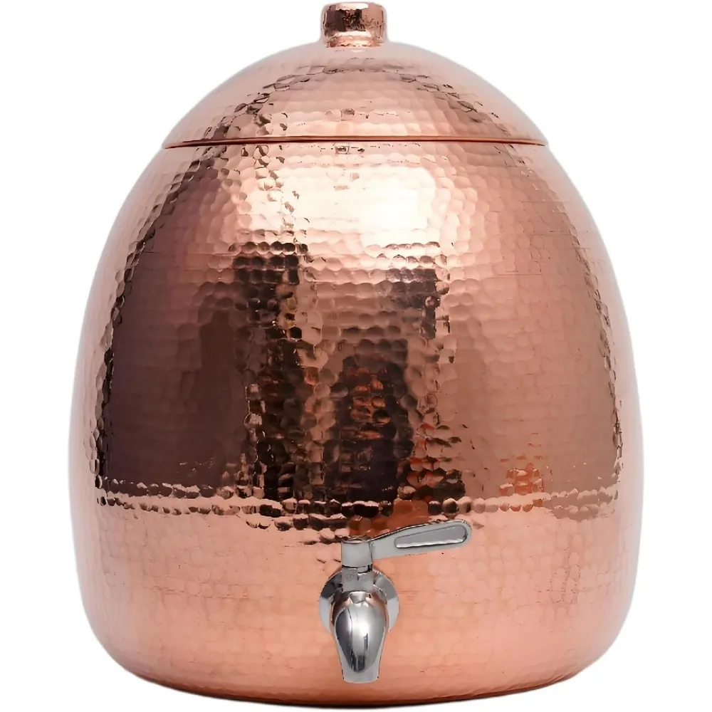100% Pure Copper, Hand-Hammered 2.5 Gallon Water Dispenser - Ayurvedic, Uncoated Artisan Craft for Home and OfficeNEW-