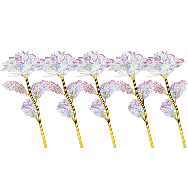 Rose Colorful Rainbow Artificial Flowers Crystal Flower Best Gifts for Mother’s