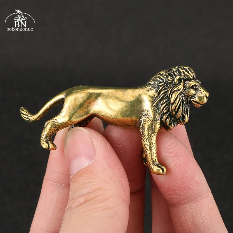 レトロな銅のライオンキングの置物,ミニチュアデスクトップ装飾