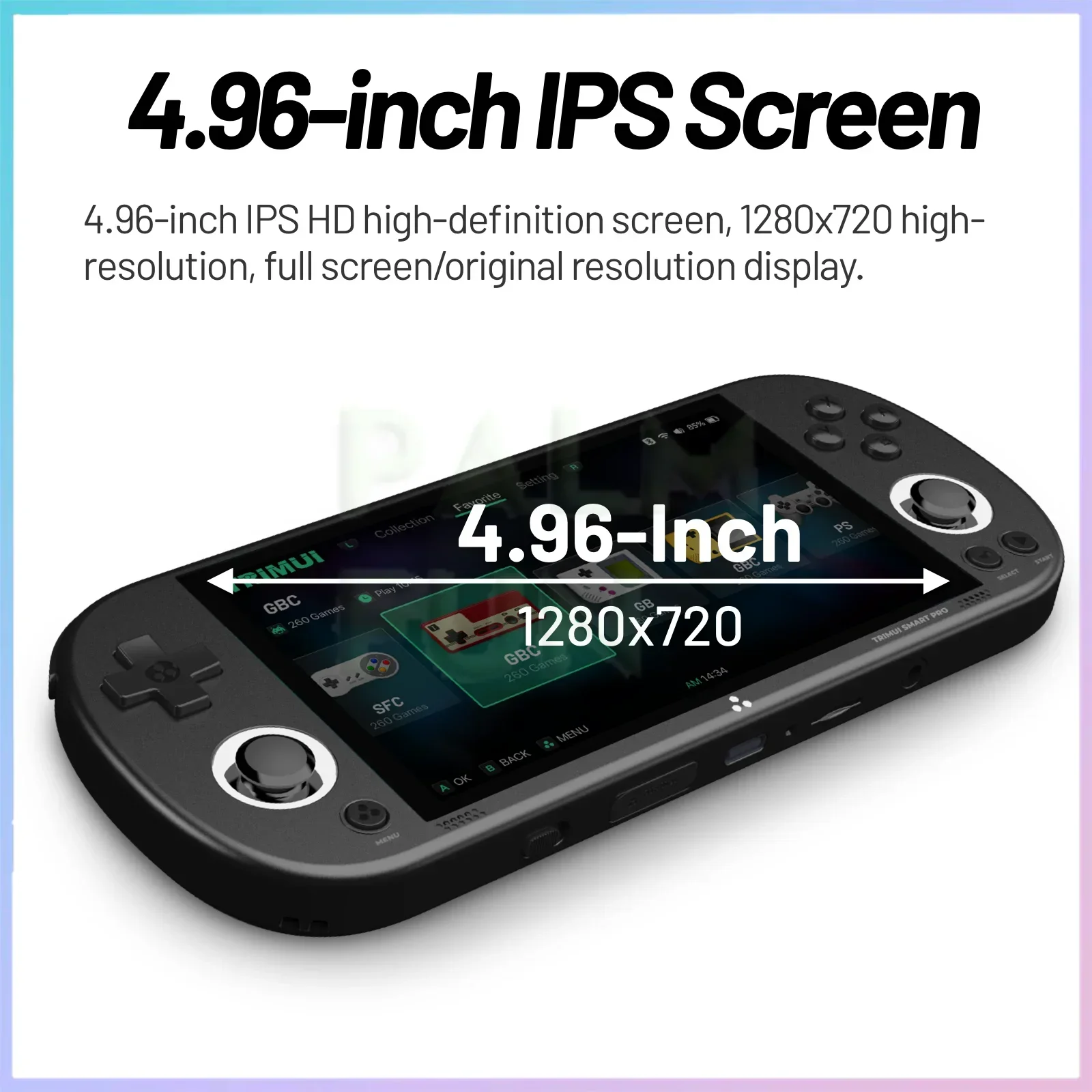 Trimui Ʈ  ޴ Ʈ ̵  ܼ, 4.96 ġ IPS ޴  ܼ, C Ÿ  HD ũ Ʈ  ÷̾
